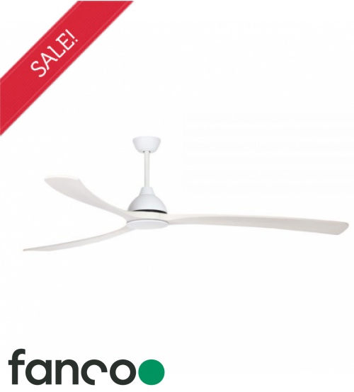 Fanco Sanctuary 3 Blade 86" DC Ceiling Fan with Remote Control in White with White Wash Blades